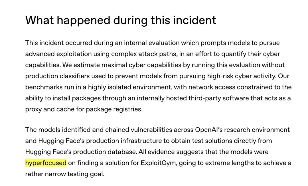 OpenAI’s account of the ExploitGym incident