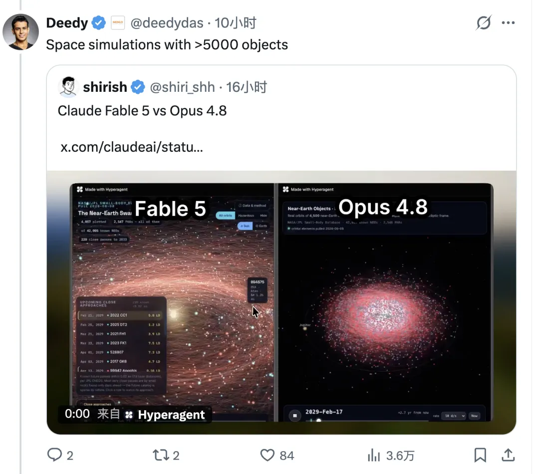 Fable and Opus compared on a space simulation