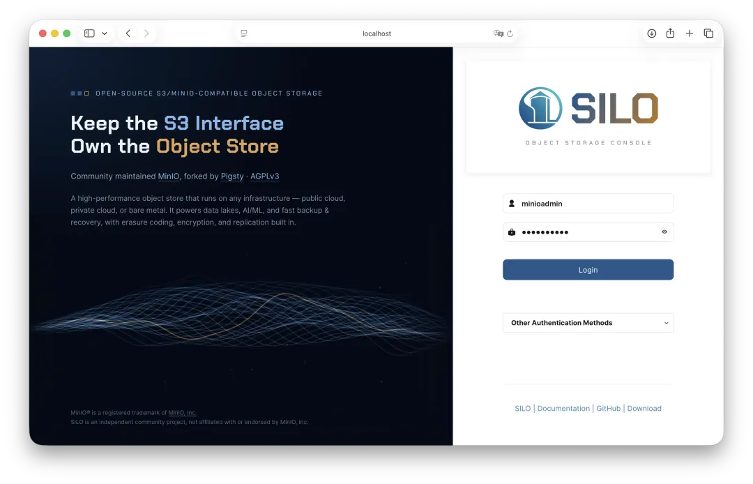 Silo object storage console