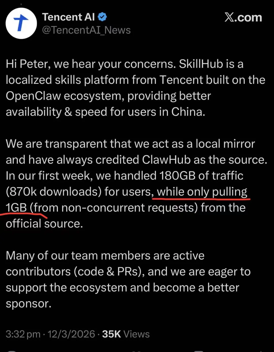 Tencent AI’s 180 GB response