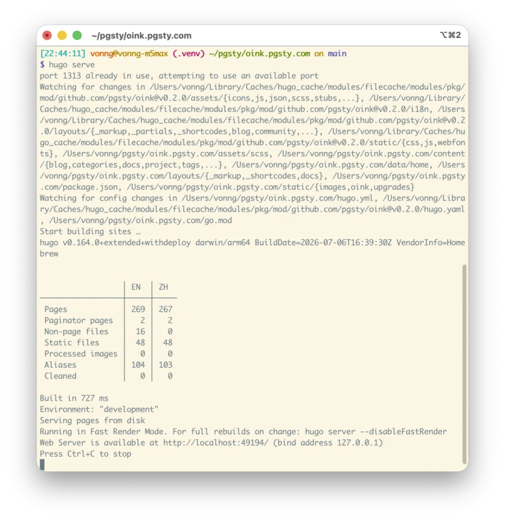 Building an OINK bilingual site with Hugo