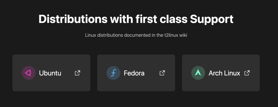 Ubuntu, Fedora, and Arch Linux distributions supported by T2 Linux