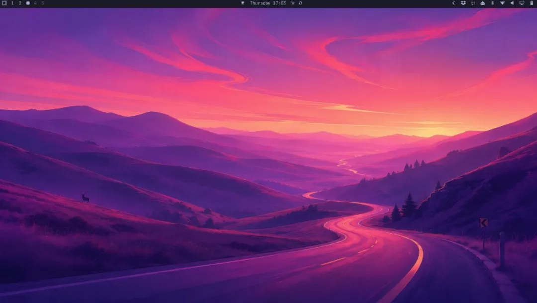 The default Omarchy desktop and wallpaper